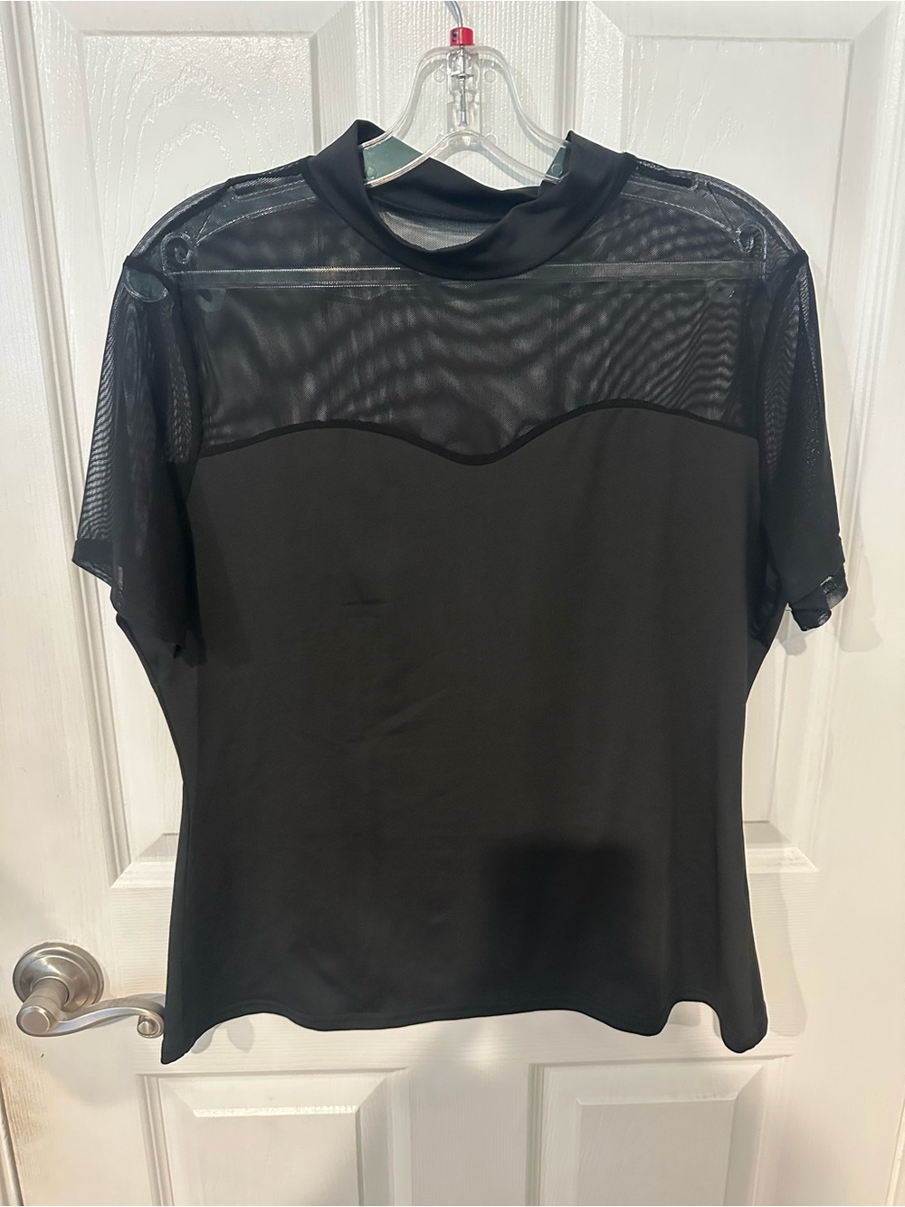 SHEIN Black Mesh Women's Top